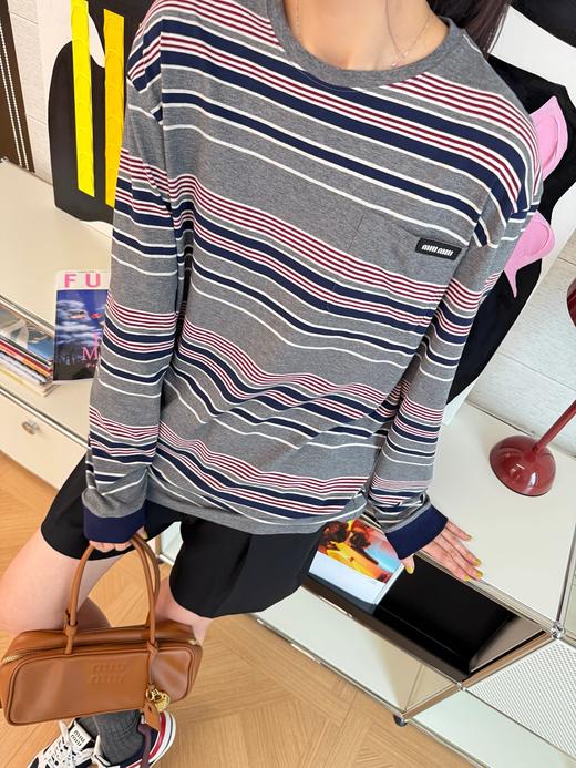MIUMIU 26早春Holiday系列最新款 条纹T恤(KX*MM) 商品图5