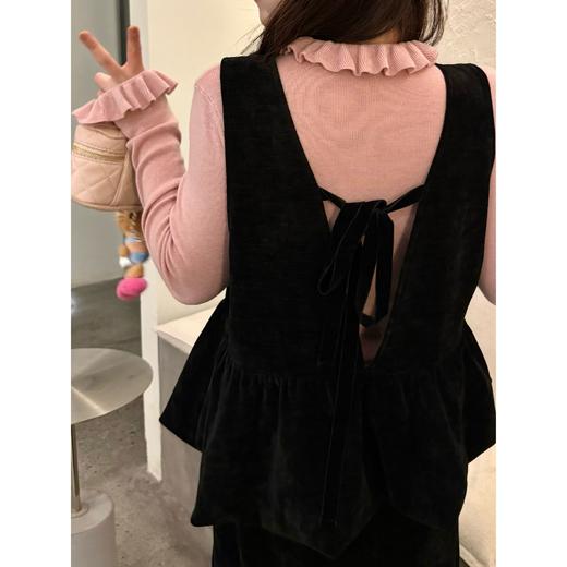 25AW上新 甜甜同款【摩洛深冬】花边丝绒两穿背心马甲+花边丝绒半身裙 商品图2