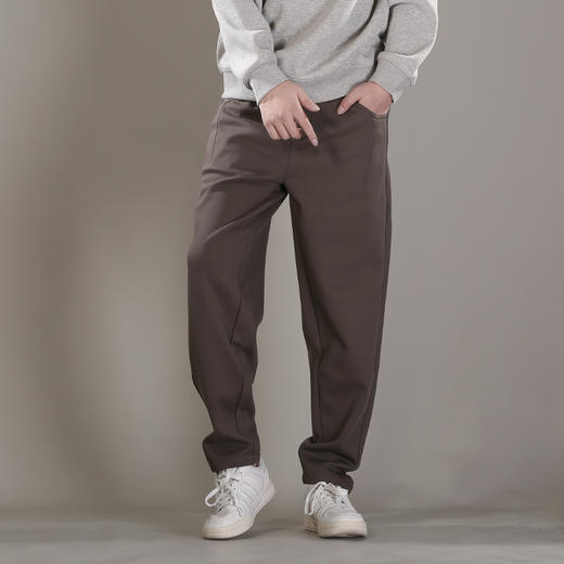 DRONKOO 2025 抽绳口袋结构斜纹暗格针织复合绒厚休闲长裤 商品图1