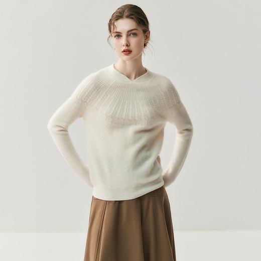 「高货rig」全新升级【铂金会员441/天猫599/差价158】(13455)洛诗琳新中式立领羊绒衫2025秋冬复古绞花羊毛针织打底衫 商品图4