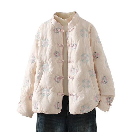 GYH 5666百搭刺绣新中式盘扣保暖立领加厚休闲棉服 商品图4