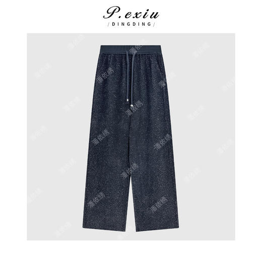 04-4潘依绣丁丁宠粉【星空裤】复古花纱撞色松紧腰直筒休闲裤W-63497 商品图1