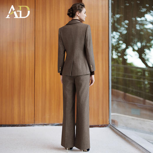 AD秋冬棕色羊毛西装套装女2025新款高级感毛呢外套时尚马甲三件套 商品图4