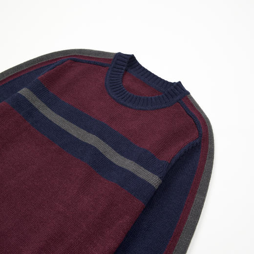 ROMISTUDIO“经典美式”羊毛混纺复古撞色挺括圆领毛衣 RWCAS66955 商品图3