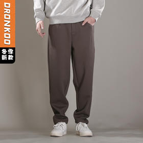 DRONKOO 2025 抽绳口袋结构斜纹暗格针织复合绒厚休闲长裤