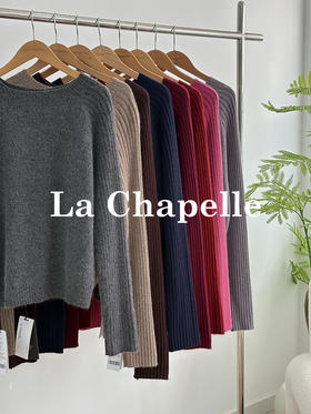 会员福利【双股加厚】拉夏贝尔/La Chapelle兔毛+绵羊毛混纺针织衫圆领宽松显瘦毛衣