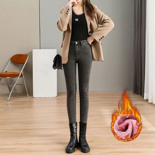 【GZ】无忧购冬季加绒显瘦高腰修身弹力小脚铅笔裤子020（截单后3-5天发货） 商品图2