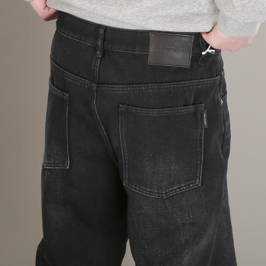 DRONKOO 2025 正常腰表袋撞色绣线复合厚绒厚牛仔长裤 商品图4