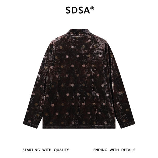 SDSA秋冬新款痞帅男装简约撞色绒面撞色波点半高领长袖T恤复古 商品图4