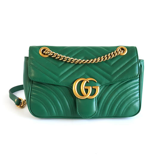 【95新】Gucci古驰Marmont系列443497绿色马蒙26链条包单肩斜挎包女士051125AK05 商品图0