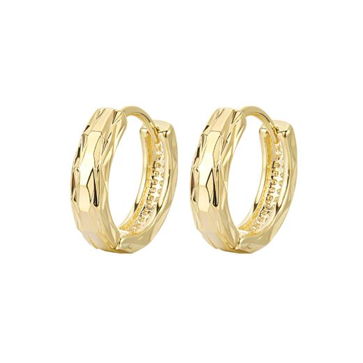 Oflye潮流饰品   简约高级感素圈耳环女新款车花精致耳扣时尚耳饰 商品图4