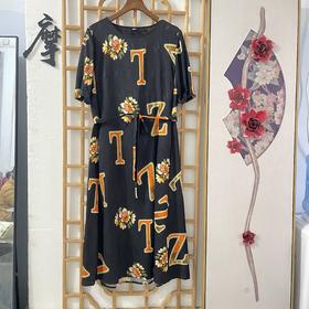 「断码清仓」字母真丝连衣裙 L码 ZFYY081