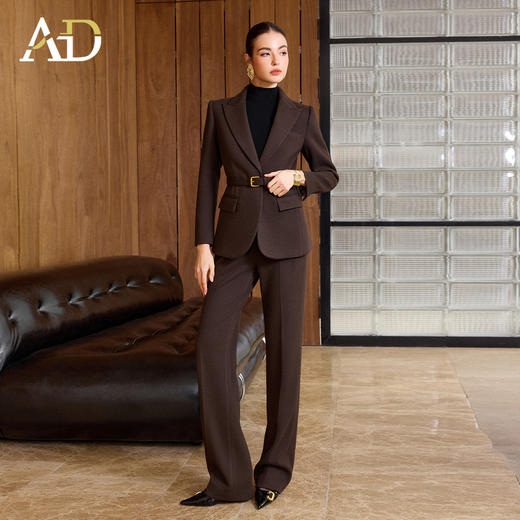 AD韩版气质西装套装女2025新款高智感毛呢阔腿裤两件套羊毛正装冬 商品图0