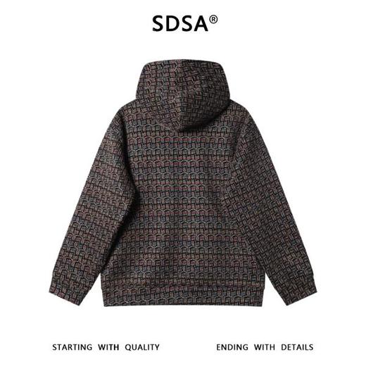 WY1336SDSA男士秋冬新款痞帅男装时尚撞色格子绒毛抽绳连帽卫衣百搭宽松 商品图5