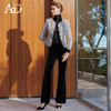 AD2025新款格纹丝绒时尚套装女秋冬韩版显瘦气质短外套微喇长裤 商品缩略图1
