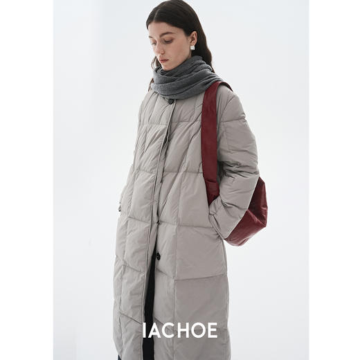 棉仓3571515002-秋冬新款95%白鹅绒显气质长款圆领羽绒服外套 商品图3