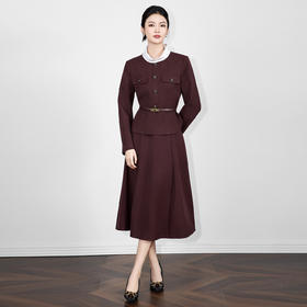 「高货wl」全新升级【铂金会员441/天猫599/差价158】(99220)洛诗琳2025秋冬知性通勤撞色收腰上衣高腰A字半裙两件套