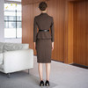 AD秋冬磨毛质感西装套装女深棕色气质两件套2025新款保暖外套半裙 商品缩略图4