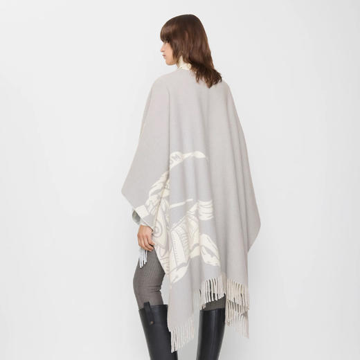 BURBERRY 巴宝莉 女士马术骑士羊毛羊绒披肩 灰色 8110228 C2987 商品图3