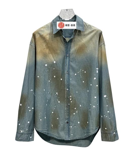 男款做旧泼墨印花长袖衬衫la001 商品图0