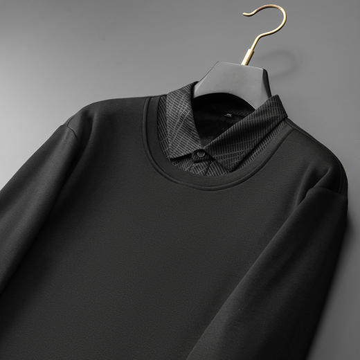 大依优型大码男装秋冬加绒假两件POLO衫休闲商务翻领长袖上衣300 商品图7