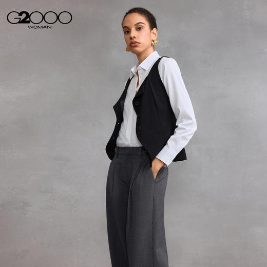 G2000女装FW25商场新款【直筒裤/舒适弹性】百搭千鸟格休闲裤58262043 商品图1