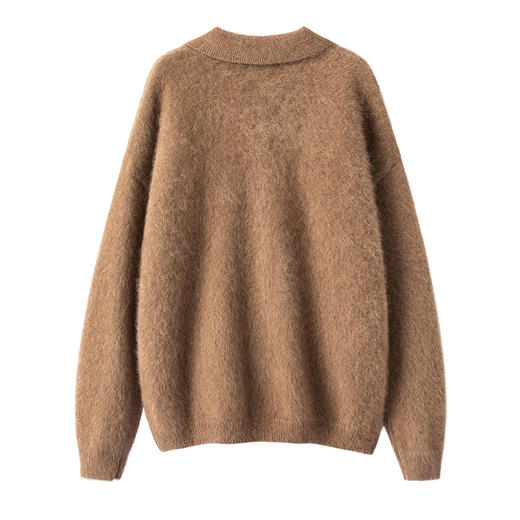 北美小动物毛毛！针织开衫时髦polo领加厚外套女上衣 商品图1