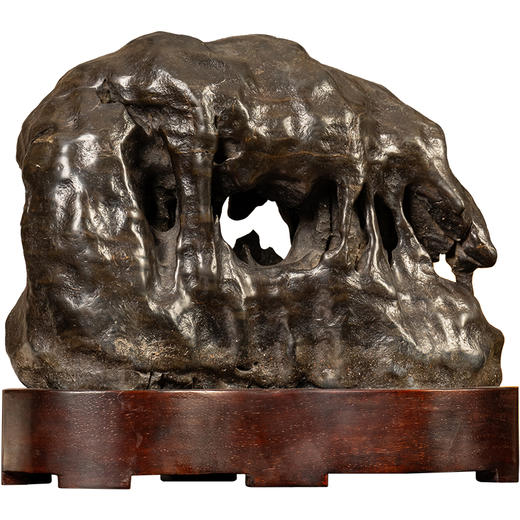 清	灵璧石“灵岫岩”文房赏石（红木座） 商品图5