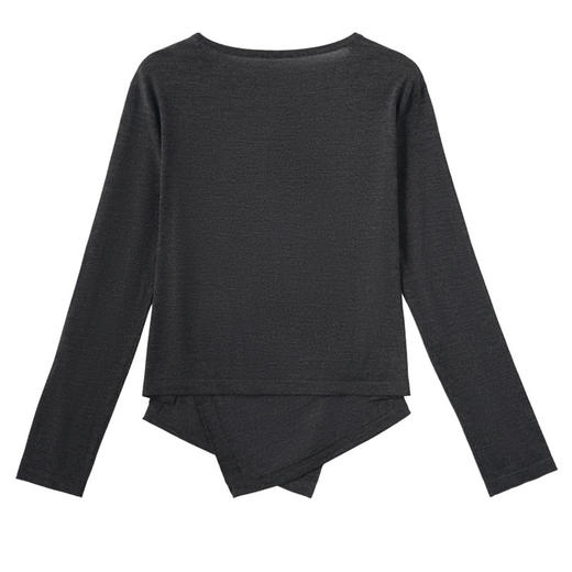 「自」全新升级【铂金会员293/天猫399/差价106】(03313)洛诗琳扬子纱羊毛针织衫2025秋冬设计感系扣不规则收腰上衣 商品图4