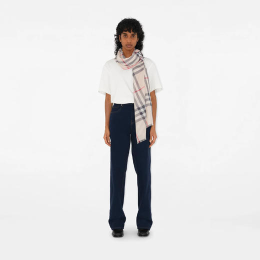 BURBERRY 巴宝莉 女士宽格纹羊毛真丝围巾 混色 8078782 A5129 商品图1