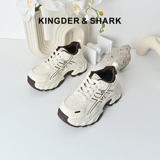 经典鲨2025冬季专柜新款潮流拼色加绒保暖系带休闲老爹鞋女KW219-558201 商品图0