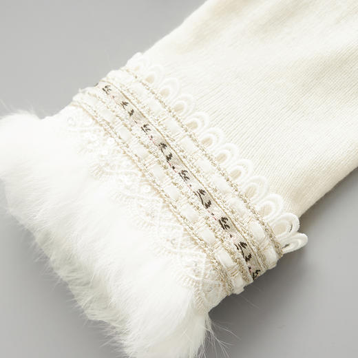 「高货wl」全新升级【铂金会员183/天猫239/差价56】(03312)洛诗琳羊毛混纺袖口拼接兔毛针织衫2025冬季新款U领上衣女 商品图4