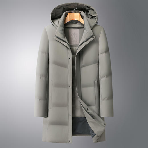 【DWY】【双充绒羽绒服】大依优型大码男装连帽中长款可脱卸羽绒服加肥加大商务休闲保暖外套 商品图1