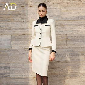 AD冬季新款穿搭一整套女高级感小香风名媛套装2025新款拼色两件套