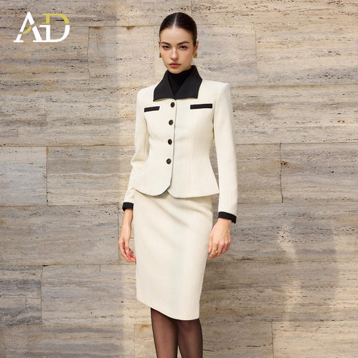 AD冬季新款穿搭一整套女高级感小香风名媛套装2025新款拼色两件套 商品图0