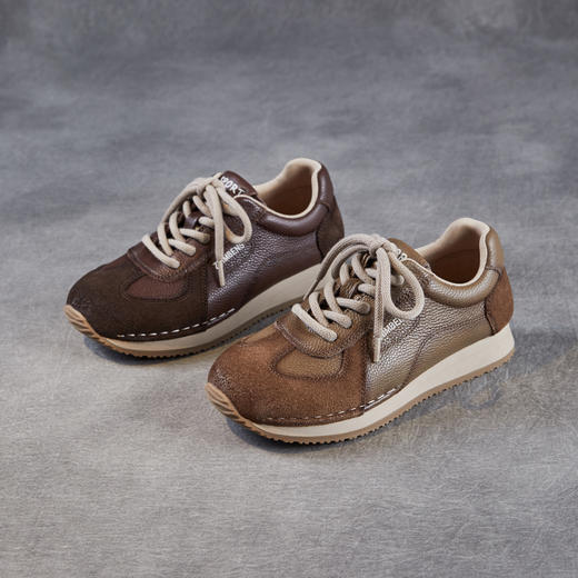 真皮德训鞋女鞋阿甘鞋，复古运动鞋休闲鞋爆款系带鞋子ZM258597 商品图3