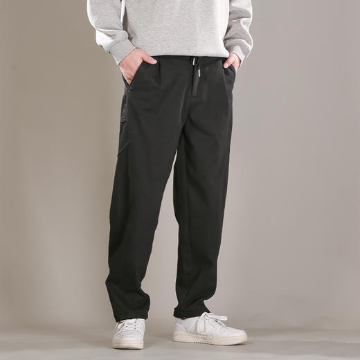 DRONKOO 2025 半松紧腰前折线破缝后大贴袋复合绒厚休闲长裤 商品图1