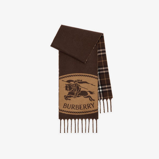 BURBERRY 巴宝莉 男士双面两用马术骑士印章围巾 混色 8112977 B7313 商品图0