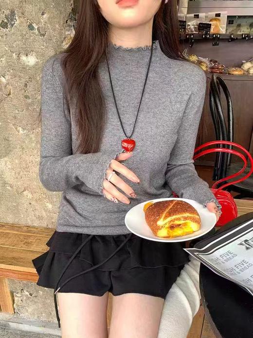 【YW】无忧购 糖果色木耳中领针织打底衫（截单后3-5天发货） 商品图7