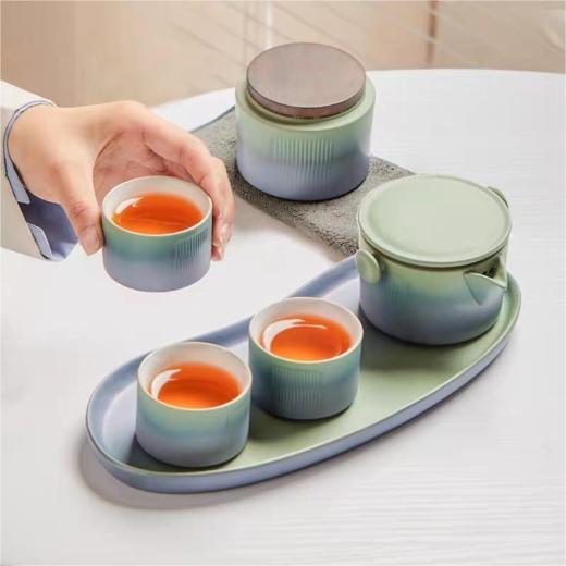 只此青绿旅行茶具套装便携式快客杯泡茶壶一壶三杯 商品图1
