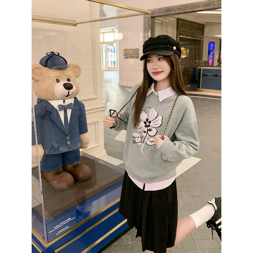 【179元任选2件】现货！灰色圆领无帽卫衣 商品图3