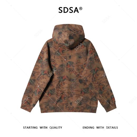 SDSA男士秋冬新款痞帅男装潮牌扎染植物花卉连帽卫衣宽松百搭上衣 商品图5