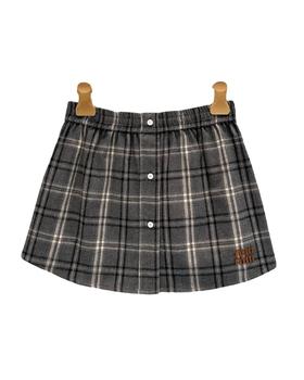 女款格纹松紧腰半裙 可配套装hu017