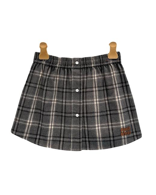 女款格纹松紧腰半裙 可配套装hu017 商品图0