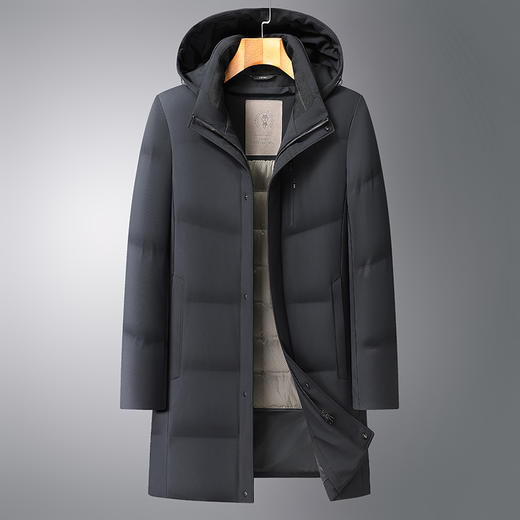 【DWY】【双充绒羽绒服】大依优型大码男装连帽中长款可脱卸羽绒服加肥加大商务休闲保暖外套 商品图2