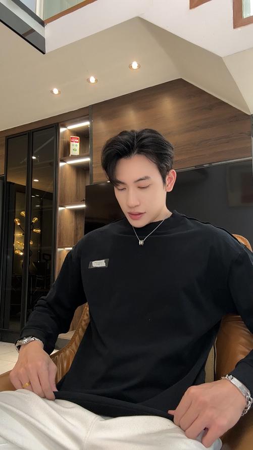 35620SDSA男士秋冬新款痞帅男装韩版简约印花设计圆领长袖T恤宽松百搭 商品图0