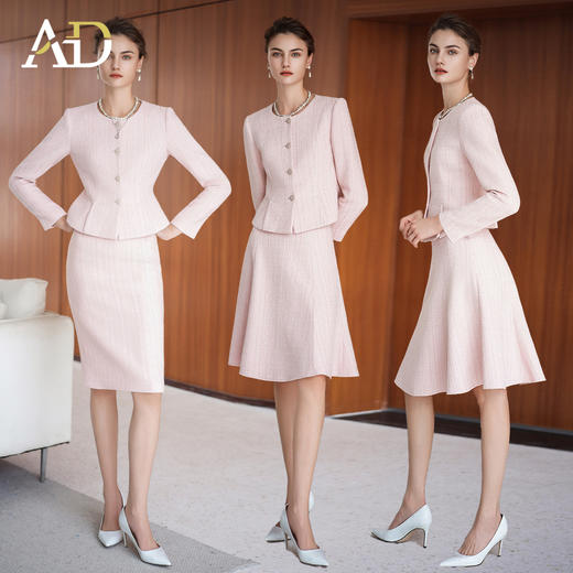 AD法式圆领羊毛长袖套装女2025年新款富家千金西装套装秋冬两件套 商品图3