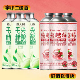 【中式茶啤】燕大师毛尖中式精酿茶啤酒 原麦汁浓度12°P酒精度4.7%vol 1L*3+燕大师蔓越莓中式精酿啤酒 原麦汁浓度10°P酒精度3.3%vol 1L*3