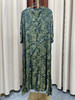 「断码清仓」墨绿色艺术感抽象印花不规则真丝长裙 L码 ZFYY052 商品缩略图0