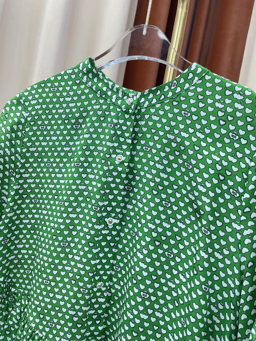 「断码清仓」复古绿不规则设计中长款桑蚕丝连衣裙 L码 ZFYY054 商品图1